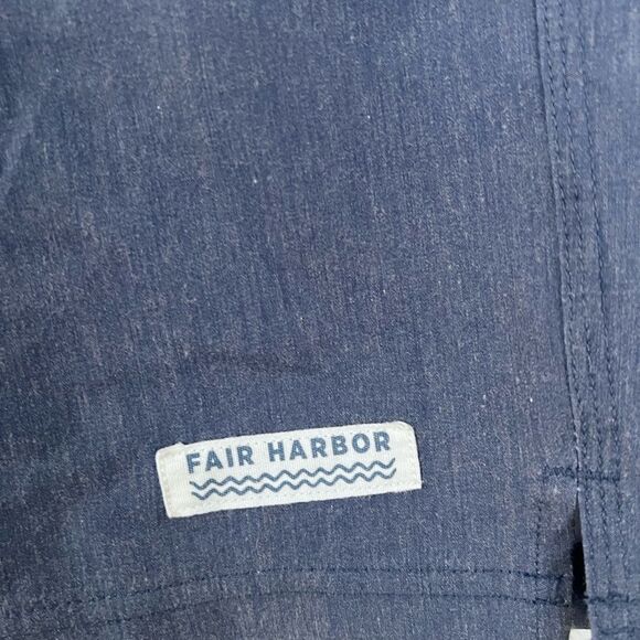 Navy Blue Swim Shorts with Light Blue Stripes - Picture 2 of 8